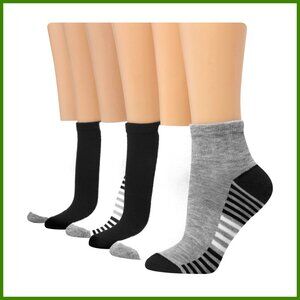 6-Pair Comfort Fit Ankle Socks with Arch Support & Cushioning